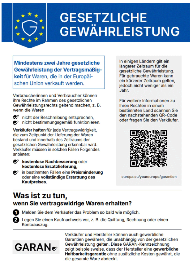 Gewährleistung Schild